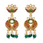 Buy Crunchy Fashion Lavish Gold-Plated Meenakari Fashionable Peacock Shape Heavy Pendant Long Moti Mala Necklace Set With Earrings RAS0322 - Purplle