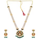 Buy Crunchy Fashion Lavish Gold-Plated Meenakari Fashionable Peacock Shape Heavy Pendant Long Moti Mala Necklace Set With Earrings RAS0322 - Purplle