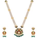 Buy Crunchy Fashion Lavish Gold-Plated Meenakari Fashionable Peacock Shape Heavy Pendant Long Moti Mala Necklace Set With Earrings RAS0322 - Purplle