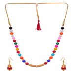 Buy Crunchy Fashion Elegant Royal Multicolor Pearl Necklace & Earrings Jewellery Set RAS0398 - Purplle