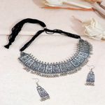 Buy Crunchy Fashion Oxidised Antique Silver Meena Work Handcrafted Jewellery Set CFS0375 - Purplle