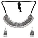 Buy Crunchy Fashion Oxidised Antique Silver Meena Work Handcrafted Jewellery Set CFS0375 - Purplle