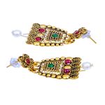 Buy Crunchy Fashion Traditional Gold-Plated Long Square Necklace Set With Earrings RAS0266 - Purplle