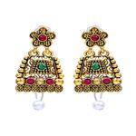 Buy Crunchy Fashion Traditional Gold-Plated Long Square Necklace Set With Earrings RAS0266 - Purplle