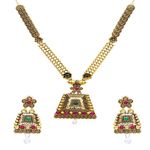 Buy Crunchy Fashion Traditional Gold-Plated Long Square Necklace Set With Earrings RAS0266 - Purplle