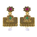 Buy Crunchy Fashion Traditional Gold-Plated Imitation Antique Pendant Necklace Set with Earrings RAS0282 - Purplle