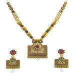 Buy Crunchy Fashion Traditional Gold-Plated Imitation Antique Pendant Necklace Set with Earrings RAS0282 - Purplle