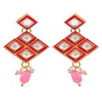 Buy Crunchy Fashion Traditional Gold-plated Kundan Pink Pearl Work Necklace With Earring Set RAS0375 - Purplle