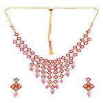 Buy Crunchy Fashion Traditional Gold-plated Kundan Pink Pearl Work Necklace With Earring Set RAS0375 - Purplle