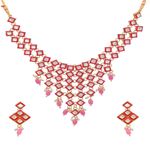 Buy Crunchy Fashion Traditional Gold-plated Kundan Pink Pearl Work Necklace With Earring Set RAS0375 - Purplle