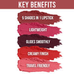 Buy NY Bae 5 in 1 Lipstick - Happy Hues 01 (6.5 gm) | Creamy Matte | Lip Crayon | Multi-use: Blush, Eyeshadow, Lip Liner, Bronzer | Pink & Red Shades | Travel Kit - Purplle
