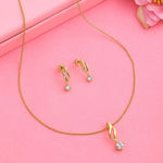 Buy Estele Gold Plated Solitaire Necklace Set with Crystals for Women - Purplle