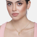 Buy Estele Gold Plated Solitaire Necklace Set with Crystals for Women - Purplle