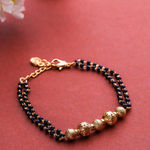 Buy Estele Gold Plated Florat Heart Loop Shaped Black Beads Bracelet with Austrian Crystals for Women - Purplle