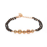Buy Estele Gold Plated Florat Heart Loop Shaped Black Beads Bracelet with Austrian Crystals for Women - Purplle