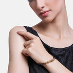 Buy Estele Gold Plated Florat Heart Loop Shaped Black Beads Bracelet with Austrian Crystals for Women - Purplle