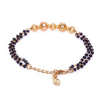 Buy Estele Gold Plated Florat Heart Loop Shaped Black Beads Bracelet with Austrian Crystals for Women - Purplle