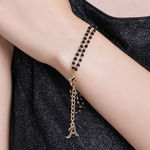 Buy Estele Gold Plated Fascinating "A" Alphabet with Black Beads Bracelet for Women - Purplle