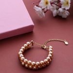 Buy Estele Gold Plated Creamy Double Line Pearl Bracelet for Women - Purplle