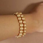 Buy Estele Gold Plated Creamy Double Line Pearl Bracelet for Women - Purplle