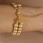 Buy Estele Gold Plated Creamy Double Line Pearl Bracelet for Women - Purplle