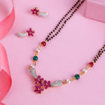 Buy Estele Gold Plated CZ Flower Designer Mangalsutra Necklace Set for Women - Purplle