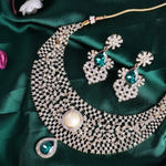 Buy Estele Gold Plated Emerald and Diamond Heavy Choker Necklace Set for Women - Purplle