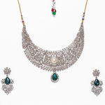 Buy Estele Gold Plated Emerald and Diamond Heavy Choker Necklace Set for Women - Purplle