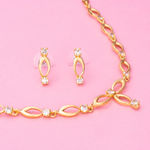 Buy Estele Gold Plated CZ Oval Halo Necklace Set for Women - Purplle