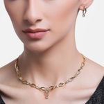 Buy Estele Gold Plated CZ Oval Halo Necklace Set for Women - Purplle