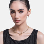 Buy Estele Gold Plated CZ Oval Halo Necklace Set for Women - Purplle