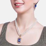 Buy Estele Gold Plated Sophisticated Pearl Jewellery Set with Amethyst Stone for Women - Purplle