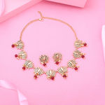 Buy Estele Gold Plated Antique Lotus Flower Choker Necklace Set with Pearls for Women - Purplle
