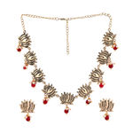 Buy Estele Gold Plated Antique Lotus Flower Choker Necklace Set with Pearls for Women - Purplle