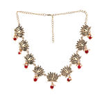 Buy Estele Gold Plated Antique Lotus Flower Choker Necklace Set with Pearls for Women - Purplle