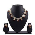Buy Estele Gold Plated Antique Lotus Flower Choker Necklace Set with Pearls for Women - Purplle
