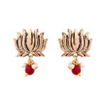 Buy Estele Gold Plated Antique Lotus Flower Choker Necklace Set with Pearls for Women - Purplle