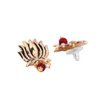 Buy Estele Gold Plated Antique Lotus Flower Choker Necklace Set with Pearls for Women - Purplle