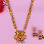 Buy Estele Gold Plated Lakshmi Ji & Peacocks Nakshi Temple Necklace Set with Crystals & Pearls - Purplle