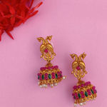 Buy Estele Gold Plated Lakshmi Ji & Peacocks Nakshi Temple Necklace Set with Crystals & Pearls - Purplle