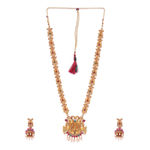 Buy Estele Gold Plated Lakshmi Ji & Peacocks Nakshi Temple Necklace Set with Crystals & Pearls - Purplle