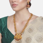 Buy Estele Gold Plated Lakshmi Ji & Peacocks Nakshi Temple Necklace Set with Crystals & Pearls - Purplle
