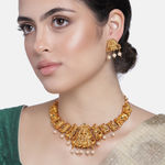 Buy Estele Gold Plated Lakshmi Ji Nakshi Temple Necklace Set with Crystals & Pearls for Women - Purplle