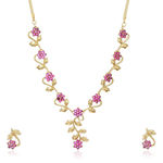 Buy Estele Gold Plated CZ Floral Designer Necklace Set for Women - Purplle