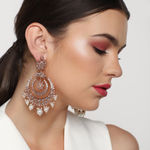 Buy Estele Gold Plated CZ Maharani Chandbali Earrings for Women - Purplle