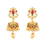 Buy Estele Gold Plated CZ Arcadia Jhumki Earrings with Pearl & Ruby Crystals for Women - Purplle