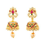 Buy Estele Gold Plated CZ Arcadia Jhumki Earrings with Pearl & Ruby Crystals for Women - Purplle