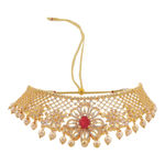 Buy Estele Gold Plated CZ Floral Design Bridal Choker Necklace Set With Pearls for Women - Purplle