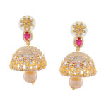 Buy Estele Gold Plated CZ Floral Design Bridal Choker Necklace Set With Pearls for Women - Purplle