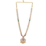 Buy Estele Gold Plated CZ Peacock Inspired Long Necklace Set With Pearls for Women - Purplle